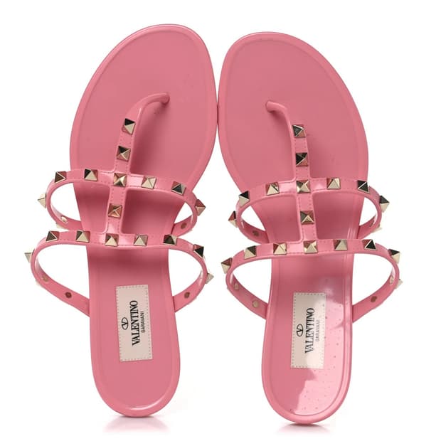 Valentino 발렌티노 락스터드 젤리 슈즈 플랫쪼리핑크