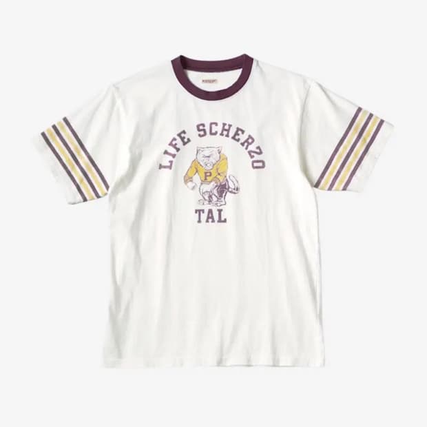 캐피탈 20 텐지쿠 링거 티셔츠 컬리지 캣 피탈 Pt 화이트 2사이즈