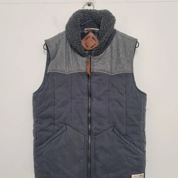 캉골 울블럭 패딩 조끼 네이비 /남여공용M