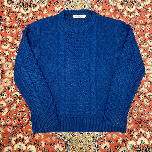 [L] 앤더슨벨 네이비 블루 케이블 니트