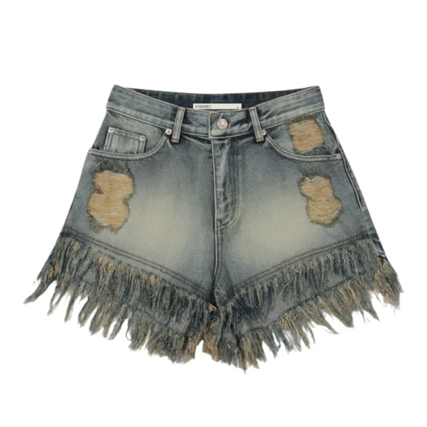 보헤미안서울 데미지 워싱 쇼츠 블루 23ver