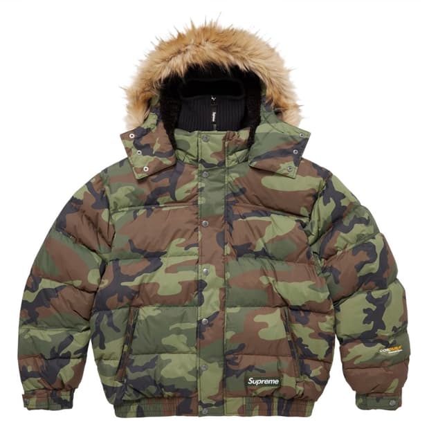 [S] 슈프림 페이스마스크 700-필 다운 퍼퍼 자켓 우드랜드 카모