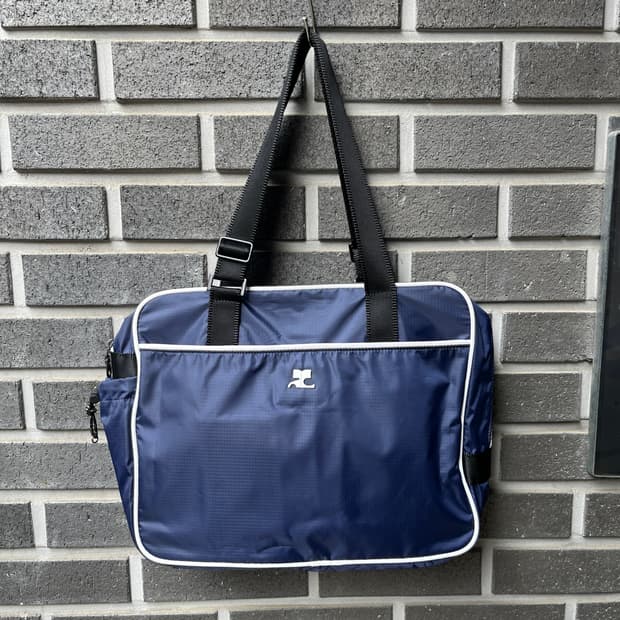 00s Courreges 꾸레쥬 화이트 로고 2웨이 백 라지