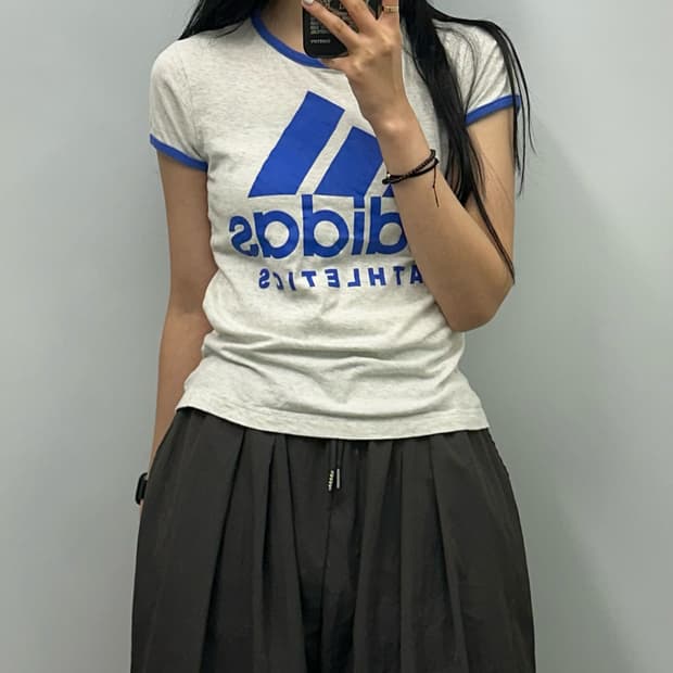 아디다스 백멜란지 반팔 링거 티셔츠 