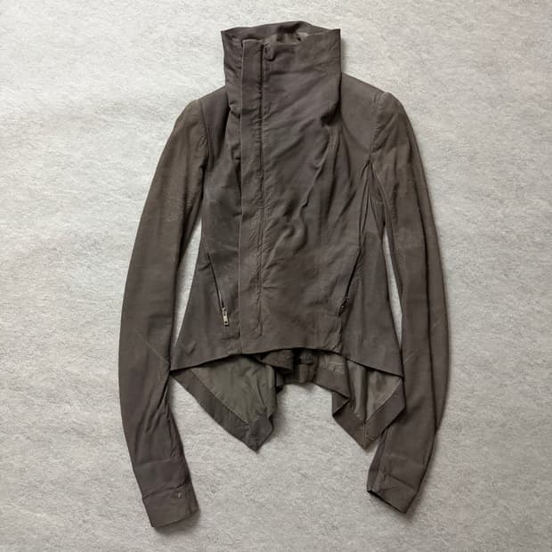 릭오웬스 하이넥 램스킨 자켓