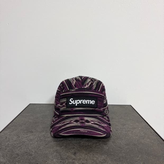 (OS) 슈프림 박스로고 캠프캡 모자 나바호 퍼플