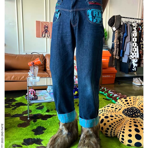 90-00s JPN Graffiti Docking Denim Pants