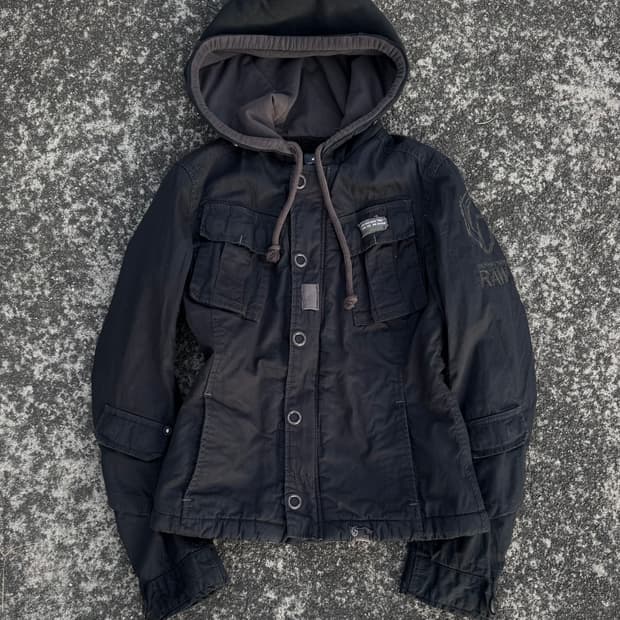Black Hooded Work Jacket