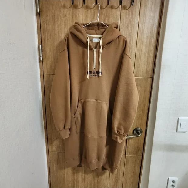 (F)여성 톰보이 기모 후드 롱 원피스