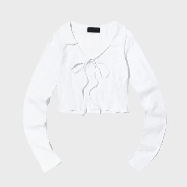 YOUHEE eyelet long sleeve white