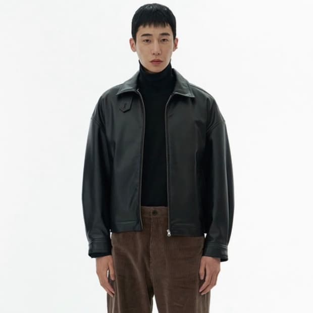 아모멘토 22fw 레더 블루종 블랙