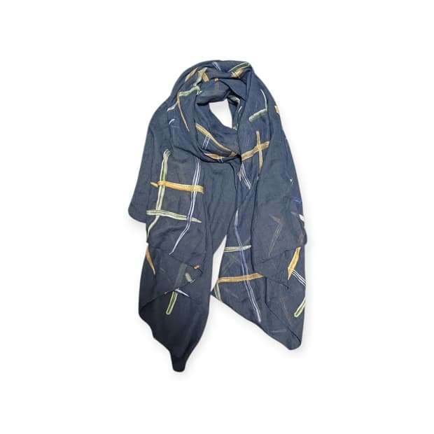 격자패턴 네이비 스카프 