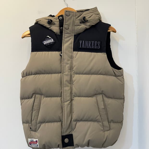 90) MLB 딥 베이지 오리털 패딩 조끼
