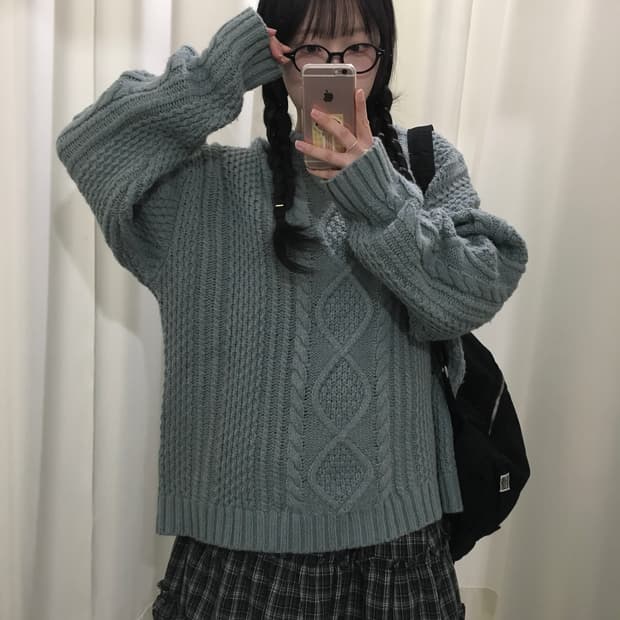 rageblue 꽈배기 오버핏 니트