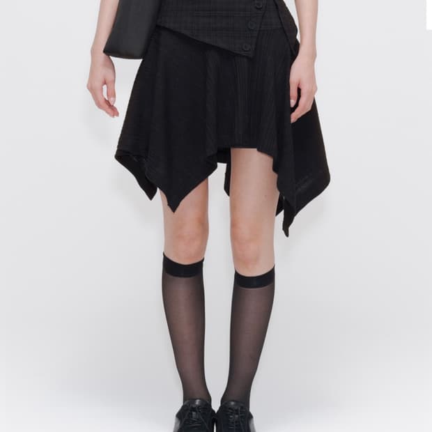 Unbalanced flow mini skirt BLACK