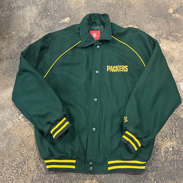빈티지 00s NFL 그린베이 패커스 울 바시티 자켓