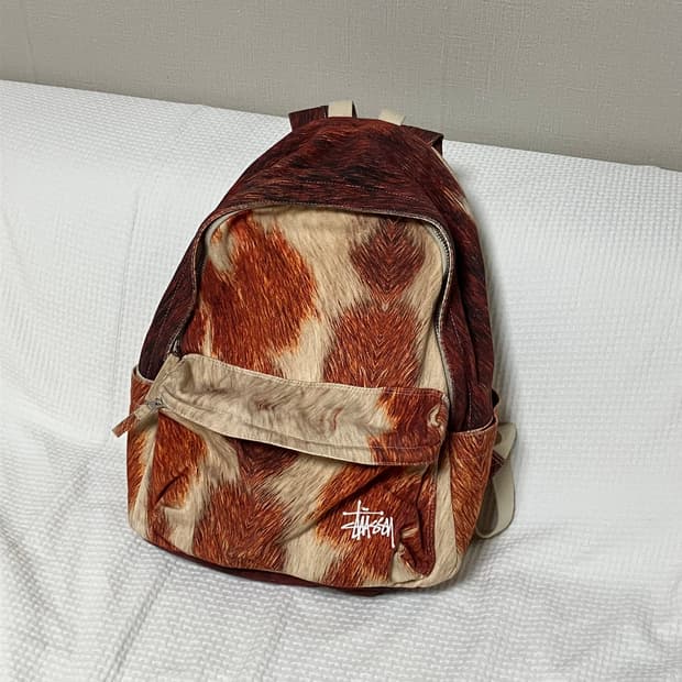 스투시 캔버스 백팩 카우하이드