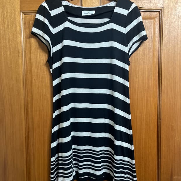 Courreges Boat Neck Striped Long T-Shirt