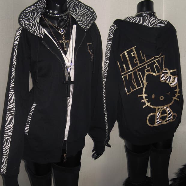 헬로키티 지브라 후드집업 오네갸루 펑크