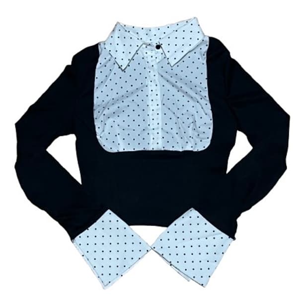 일본 빈티지 고스로리 슬림핏 도트 블라우스 셔츠