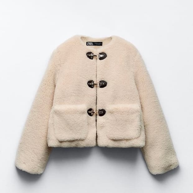 자라 카라비너 페이크 시어링 자켓 자라 뽀글이