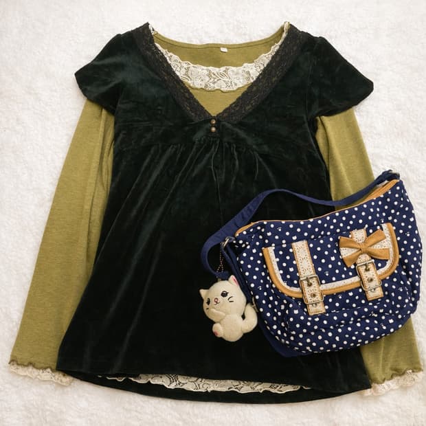 모리걸 빈티지 말차라떼 블라우스 set 🌿🍵🎀