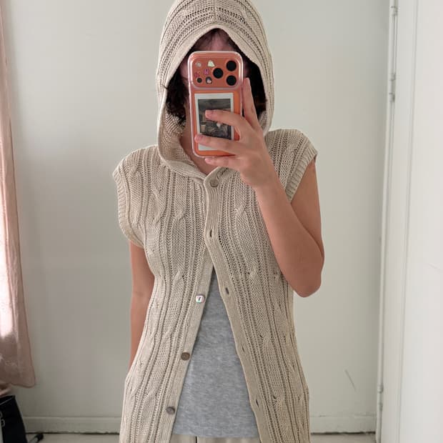 일본빈티지 모리 레이어드 후드 베스트