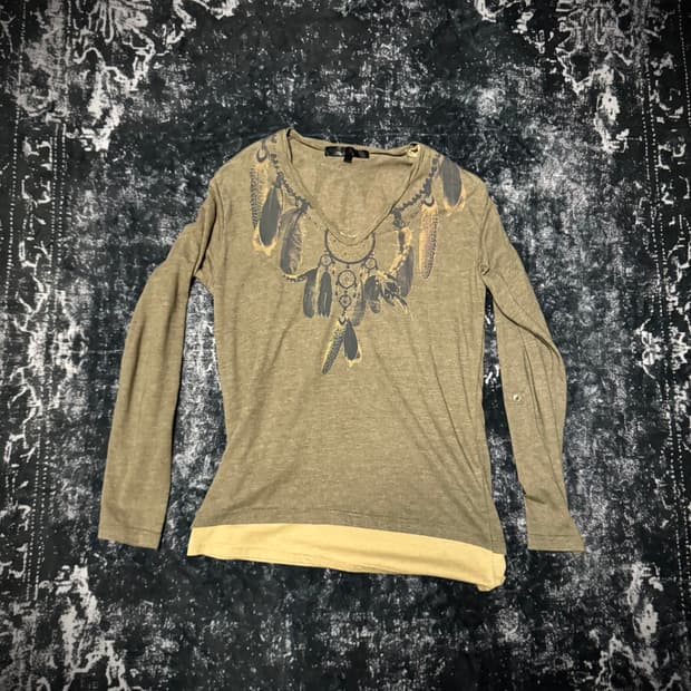 Vkei mood feather print long sleeve