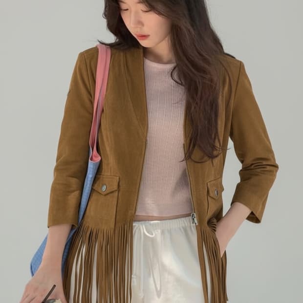 일본 빈티지 여성 프린즈 스웨이드 자켓