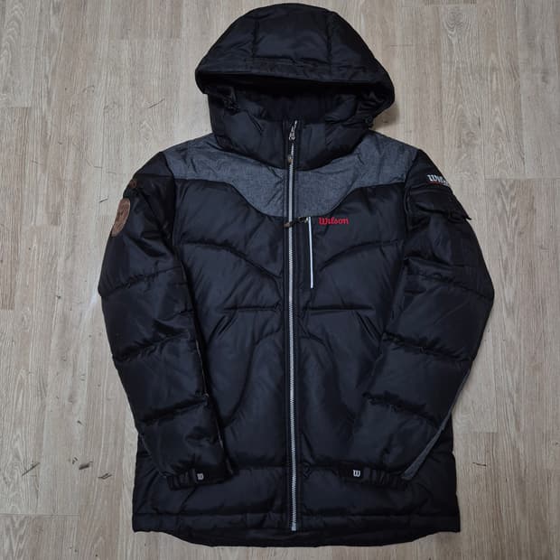 윌슨 사이드패치 포켓 덕다운 후드 패딩 점퍼 L(100)