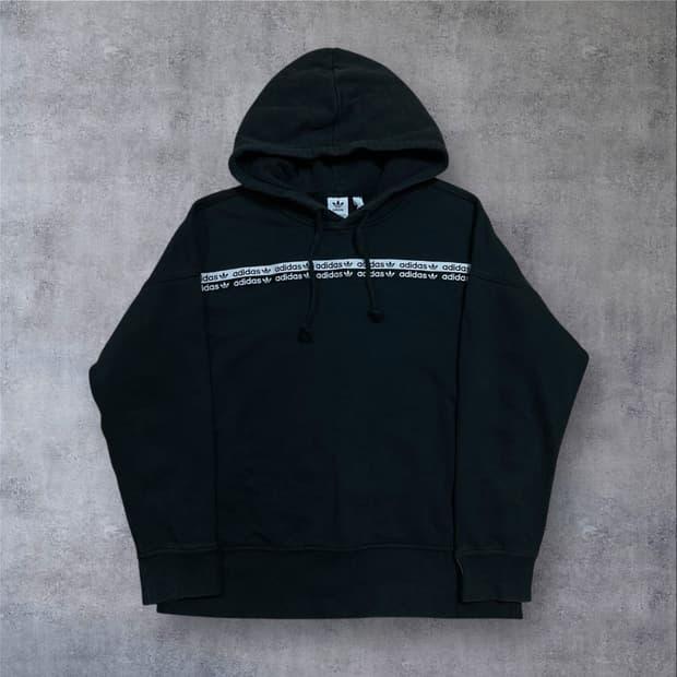 아디다스 스펠아웃 라인 블랙 후드티