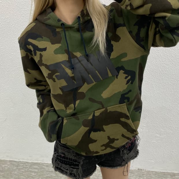 나이키 빅로고 카모 후드 M