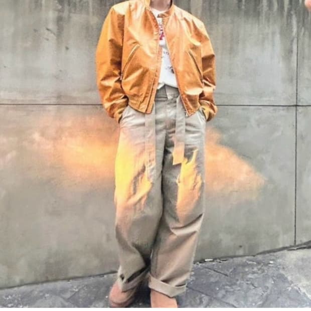렉토/ Greige cotton worker pants/L
