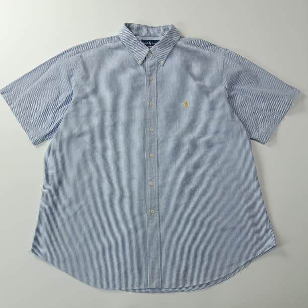 CK712 2XL 폴로 00s 시어서커 블루 스트라이프 반팔 셔츠 남방