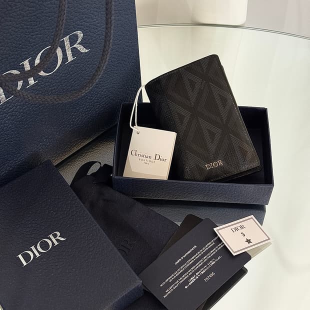 [정품] 디올 CD 다이아몬드 오거나이저 카드지갑 블랙