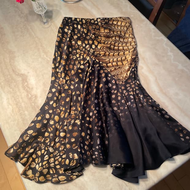 Roberto Cavalli 실크 레오파드 머메이드 스커트