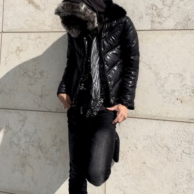 “M&s” 00’s Rare V-Kei Black Fur Trimming