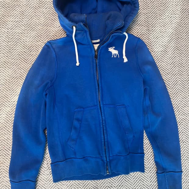 아베크롬비 화이트 순록 후드집업 블루 [S]