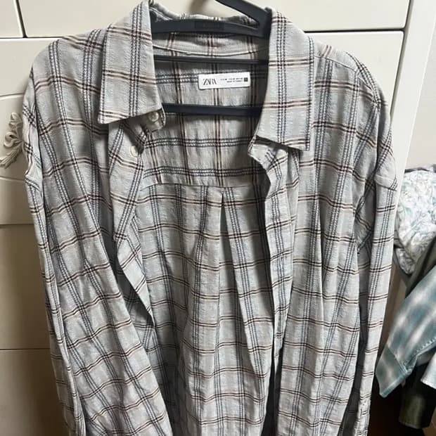 자라 체크 스트럭처 셔츠