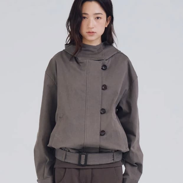 오피쉬 soft fade belted jacket 다크브라운