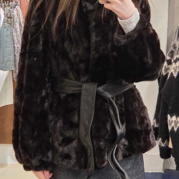 Valencia 밍크 레더벨트 자켓