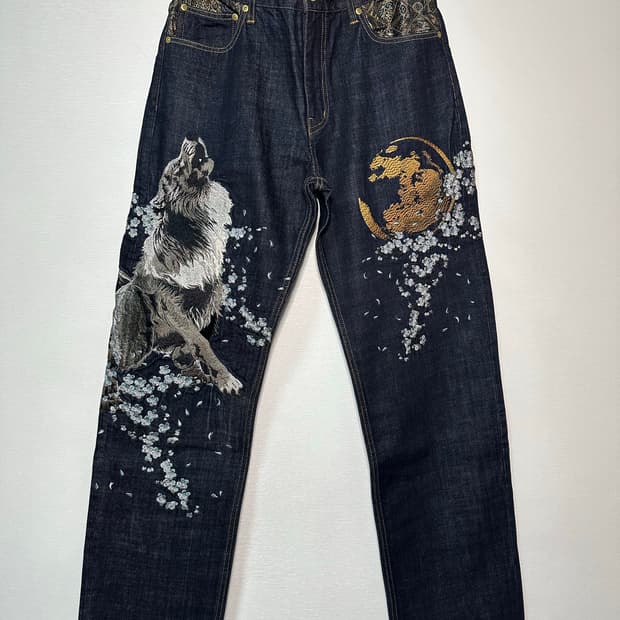 카라쿠리 타마시•스이/ 흑랑 인디고 데님 (새상품)