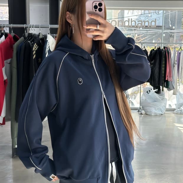 베이프 00s 자수사루 트랙 투웨이 후드져지집업