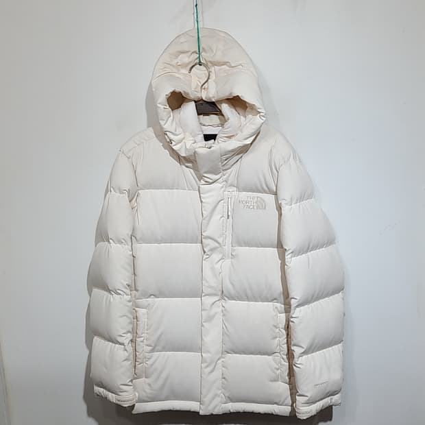 (L) 노스페이스 거위털 패딩점퍼 크림색 구스다운 후드자켓 