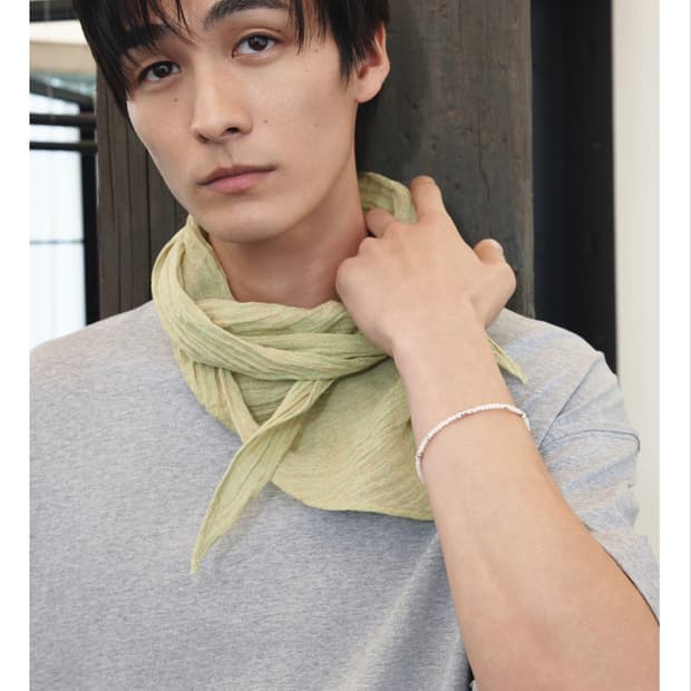 유스 스카프 Youth creased linen scarf