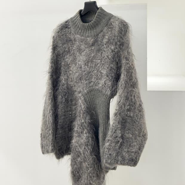 80s 이세이미야케 모헤어 비대칭 스웨터