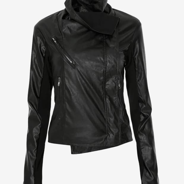 플레이업-Asymmetrical Biker Leather Jacket