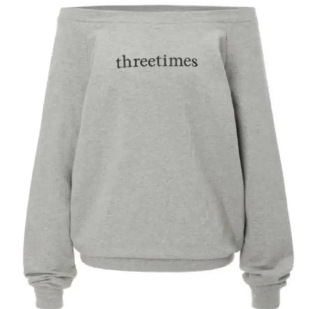 쓰리타임즈 오프숄더 맨투맨 그레이