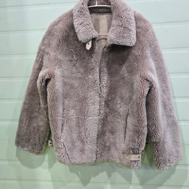 양모 100 숏 자켓 브라운 퍼 자켓