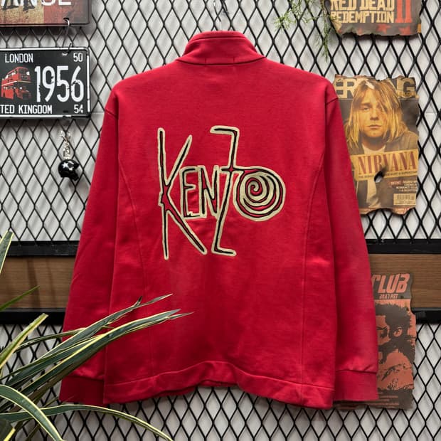 90s 겐조 골프 빈티지 트랙자켓 후면 빅로고 포인트 레드